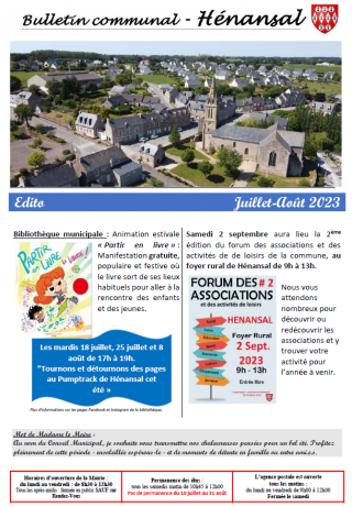 Bulletin été 2023